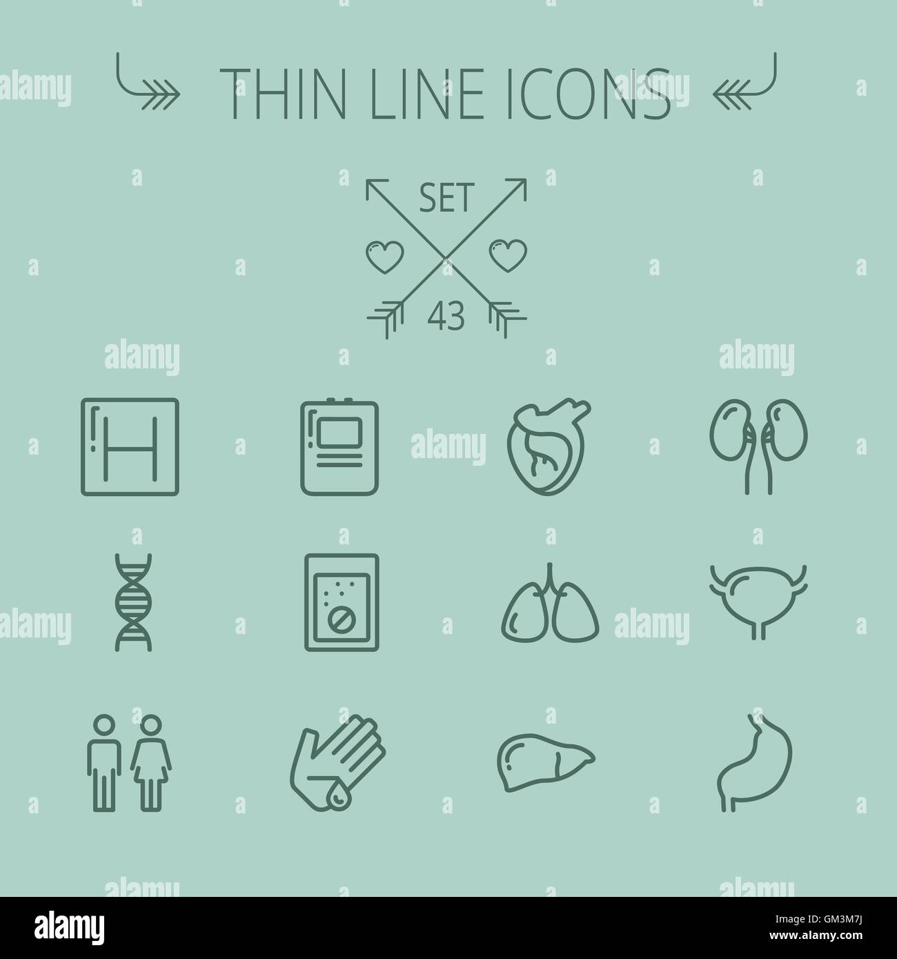 Médicament fine ligne icon set Illustration de Vecteur