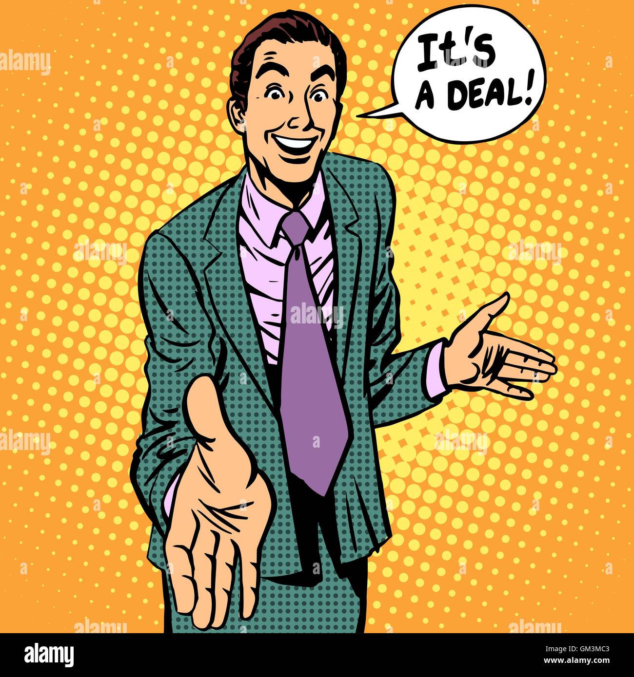 Traiter l'homme d'affaires contrat handshake Illustration de Vecteur