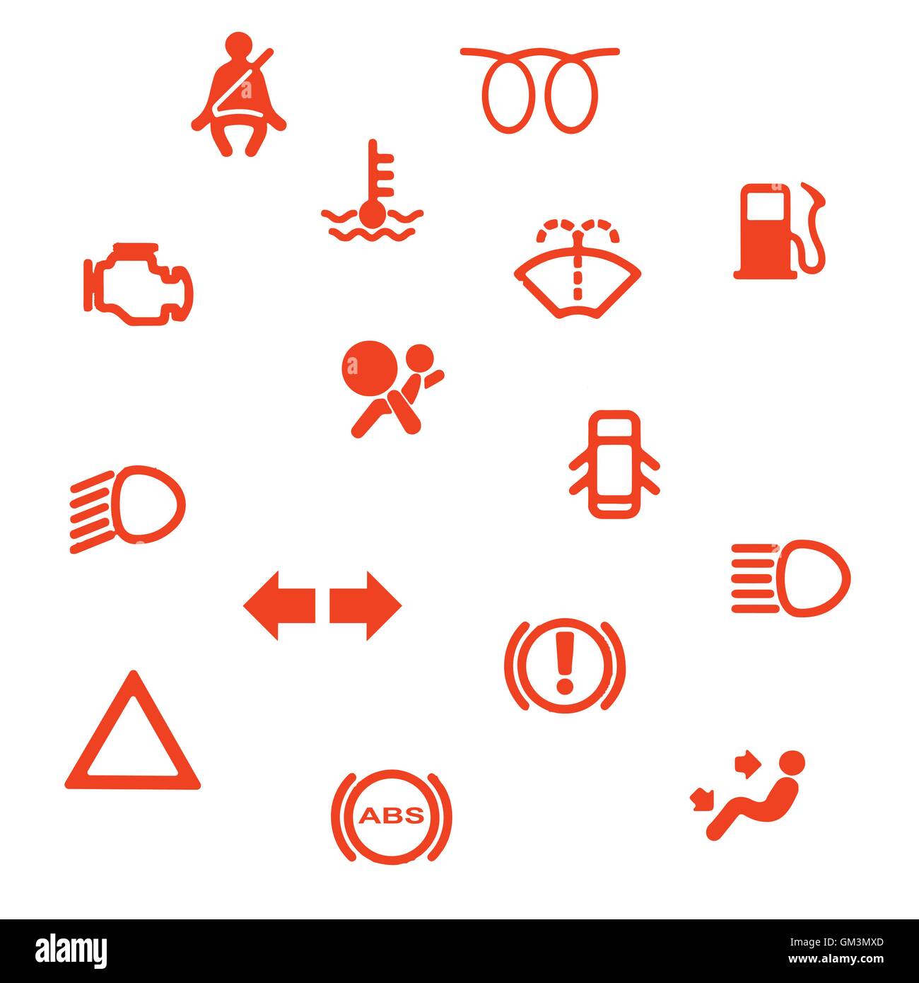 Symboles d'avertissement de bord du véhicule Illustration de Vecteur