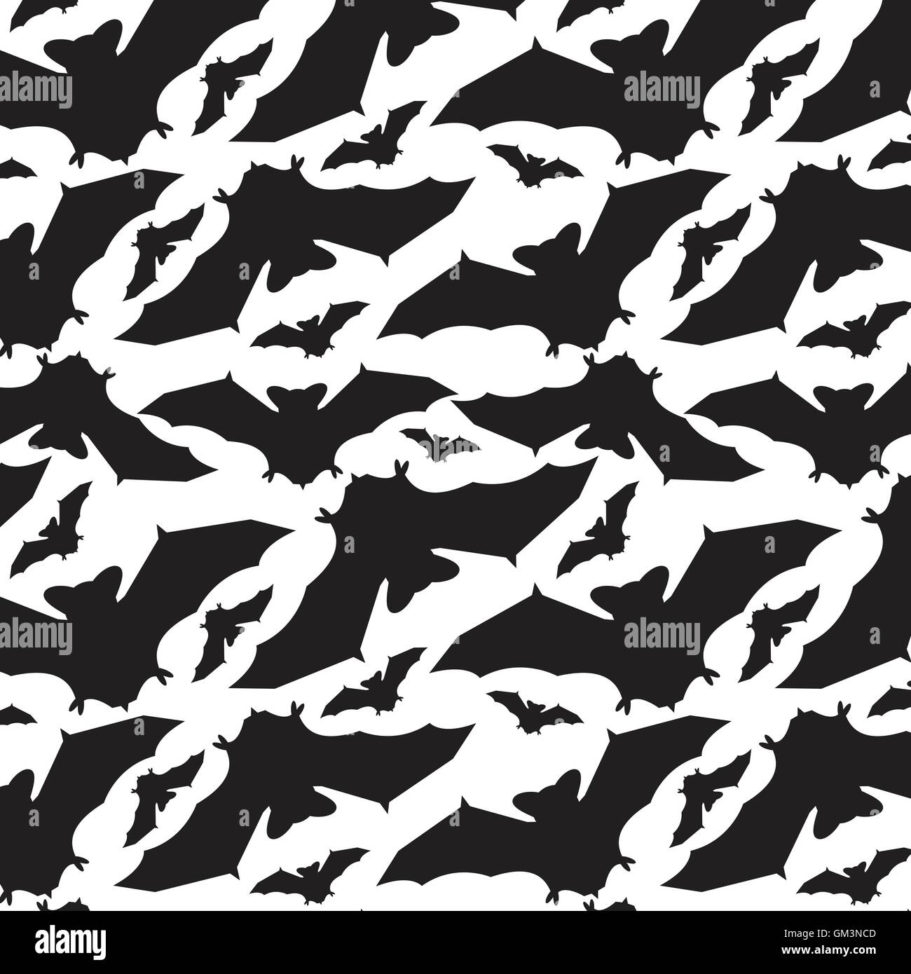 Abstract pattern avec les chauves-souris sur fond de nuit noire Illustration de Vecteur