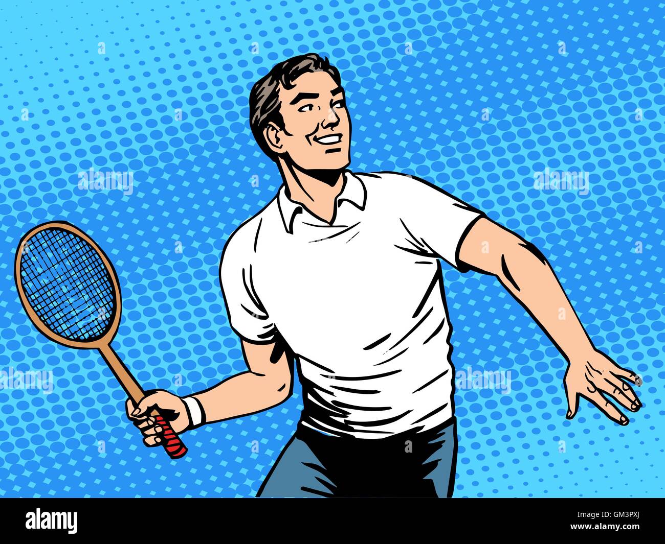 Bel homme jouant au tennis Illustration de Vecteur