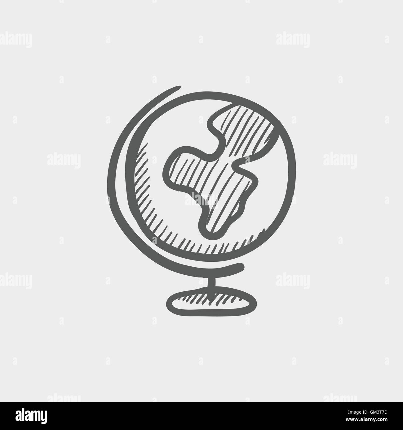 World globe avec socle icône croquis Illustration de Vecteur