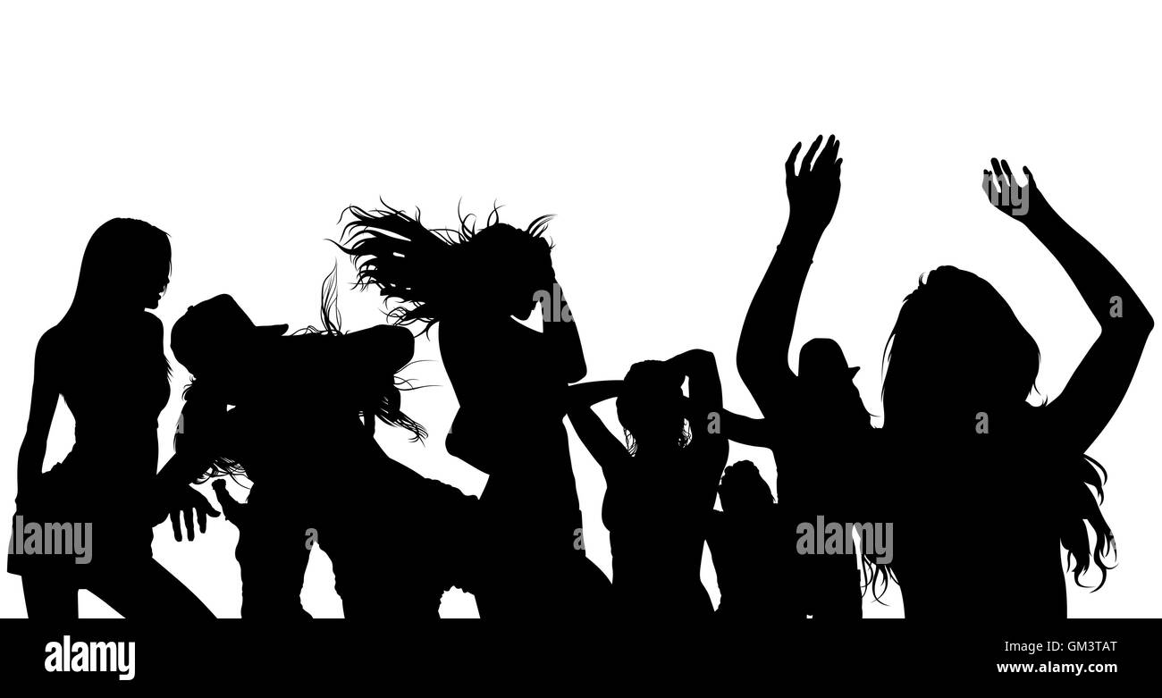 Silhouette foule danse Illustration de Vecteur