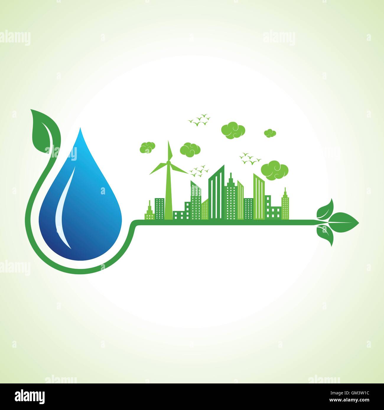 Ecology concept avec goutte d'eau - vector illustration Illustration de Vecteur
