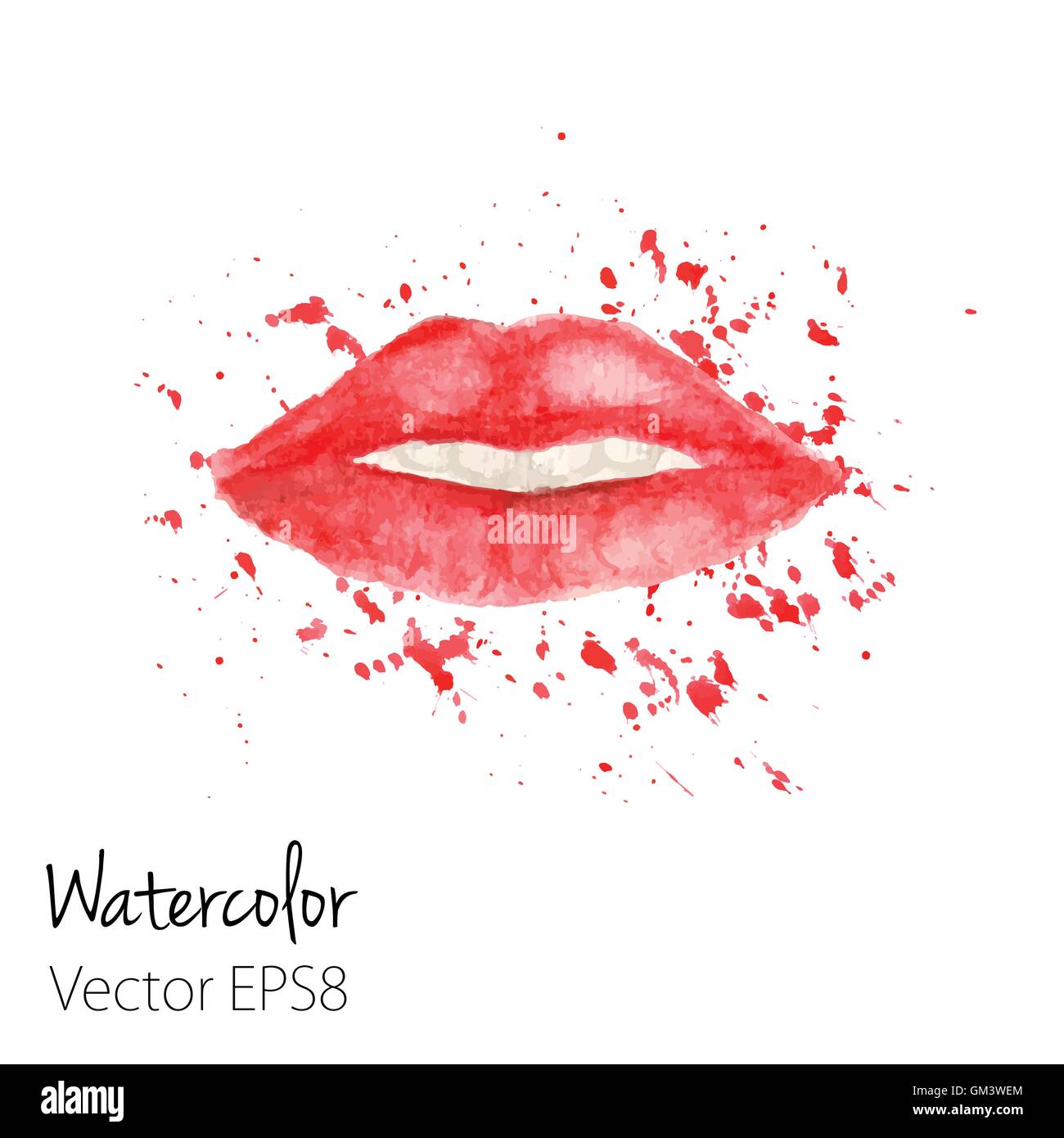 Aquarelle peinte en rouge lèvres Vector illustration. Illustration de Vecteur