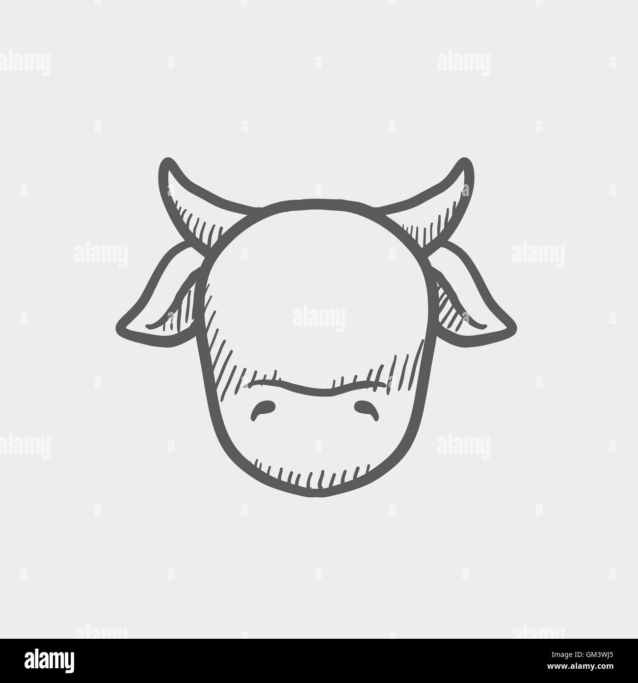 L'icône esquisse de Cow Head Illustration de Vecteur