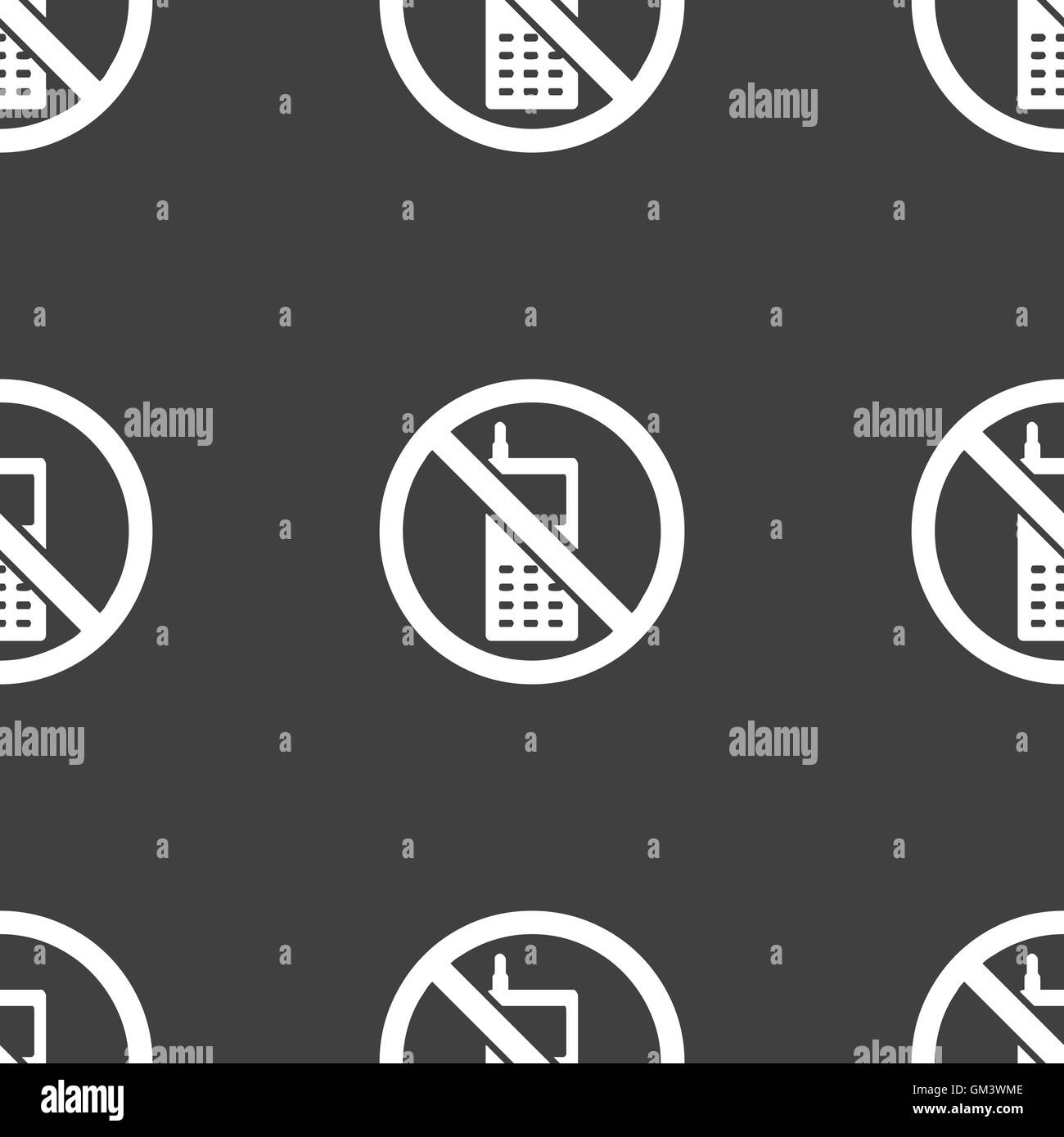 L'icône de téléphone mobile est interdite. Motif transparente sur un fond gris. Vector Illustration de Vecteur