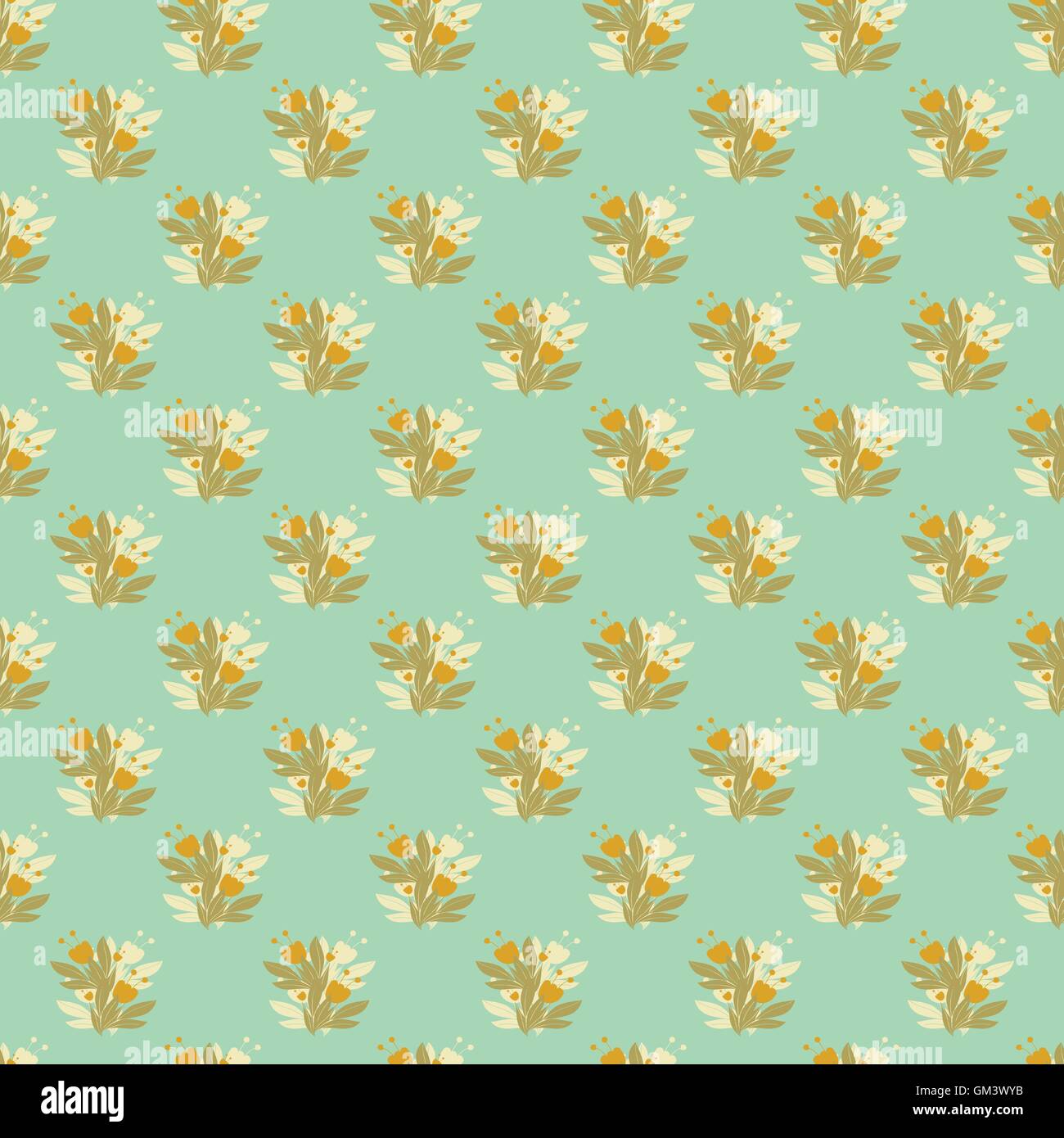 Motif floral seamless ornament style rétro en Illustration de Vecteur