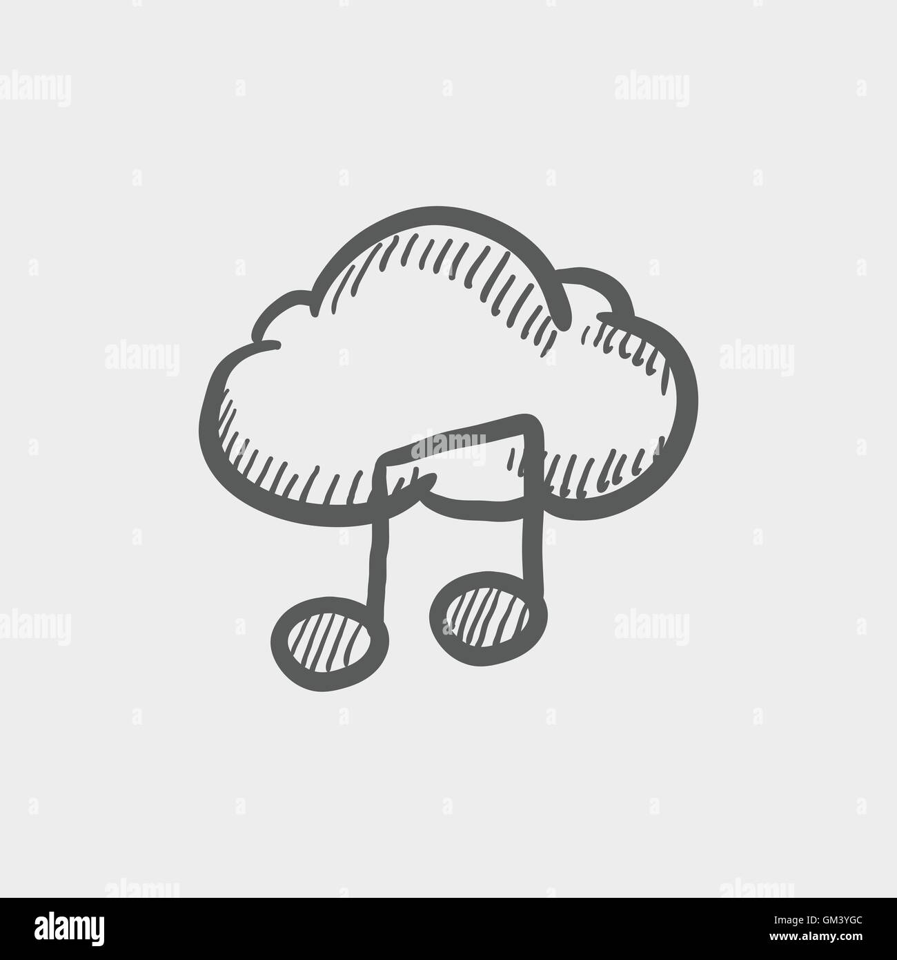 L'icône esquisse mélodie Cloud Illustration de Vecteur