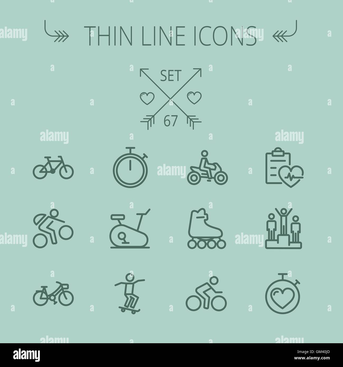 Sports ligne mince icon set Illustration de Vecteur