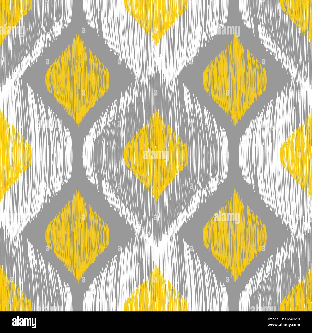 L'ikat motif transparent ethniques en bleu et jaune Illustration de Vecteur