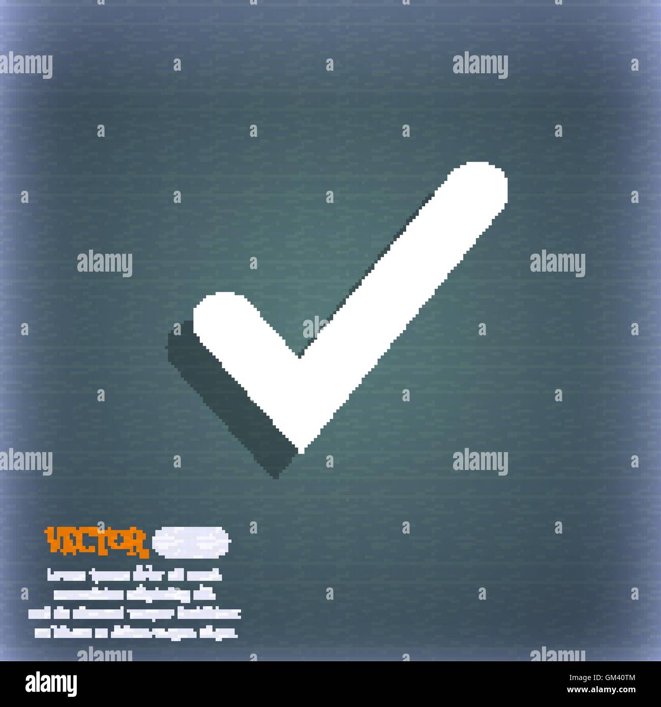 Coche, icône tik symbole sur le fond bleu-vert de l'ombre et de l'espace pour votre texte. Vector Illustration de Vecteur