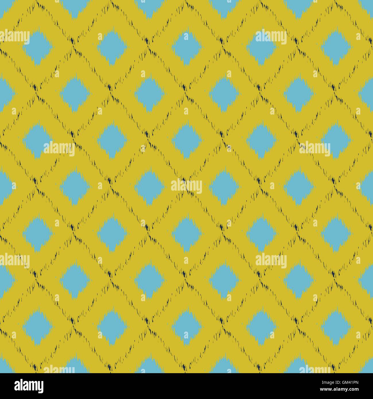Motif ikat transparente en jaune et bleu. Vector background tribal. Illustration de Vecteur