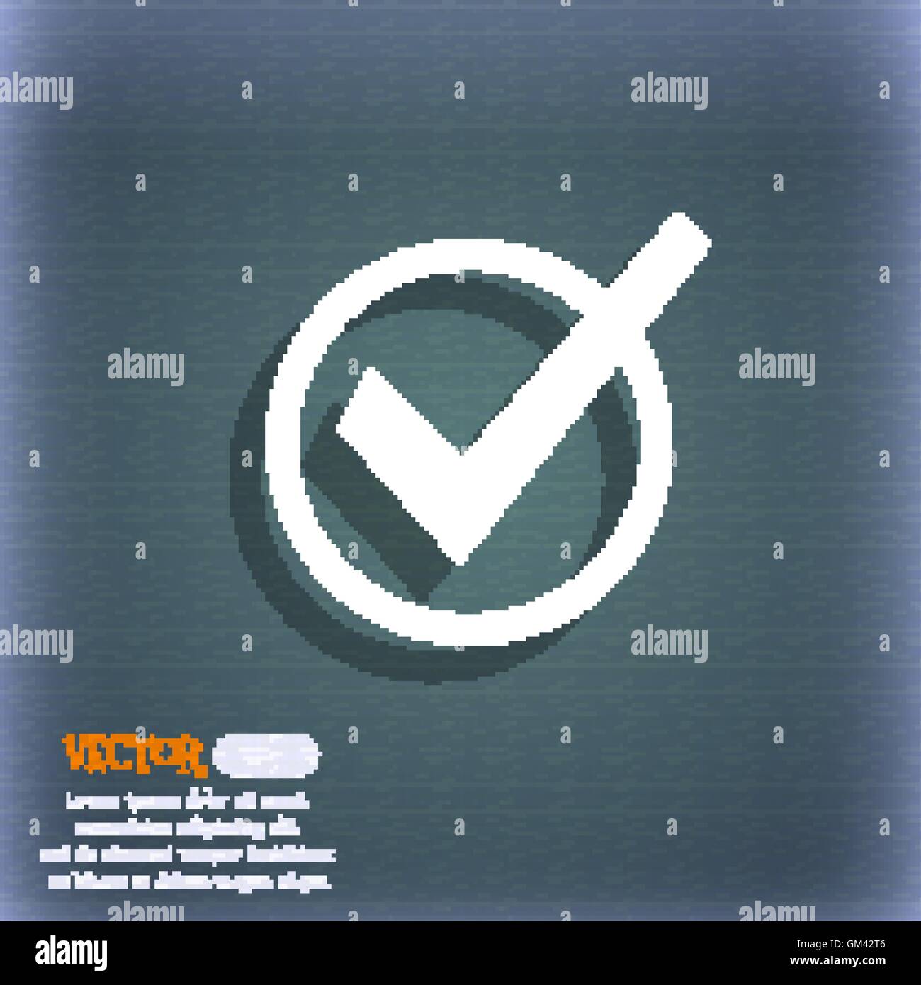 Coche, icône tik symbole sur le fond bleu-vert de l'ombre et de l'espace pour votre texte. Vector Illustration de Vecteur