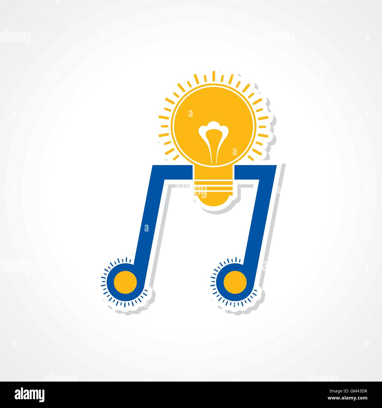 Encore de l'inspiration de la créativité, une note de musique dans la forme d'une ampoule en verre lumineux Illustration de Vecteur