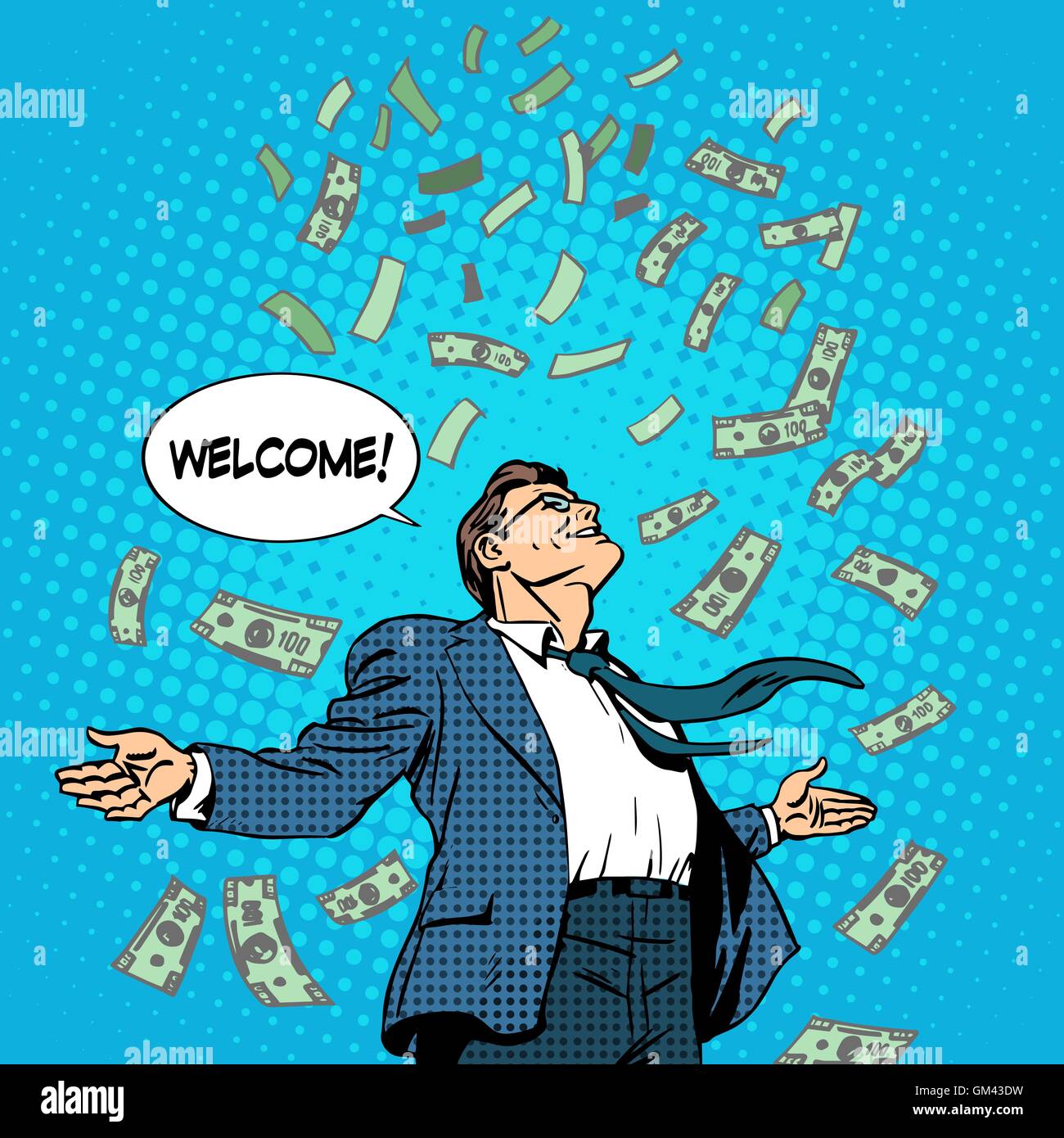 Le succès du concept d'entreprise businessman flying argent Illustration de Vecteur