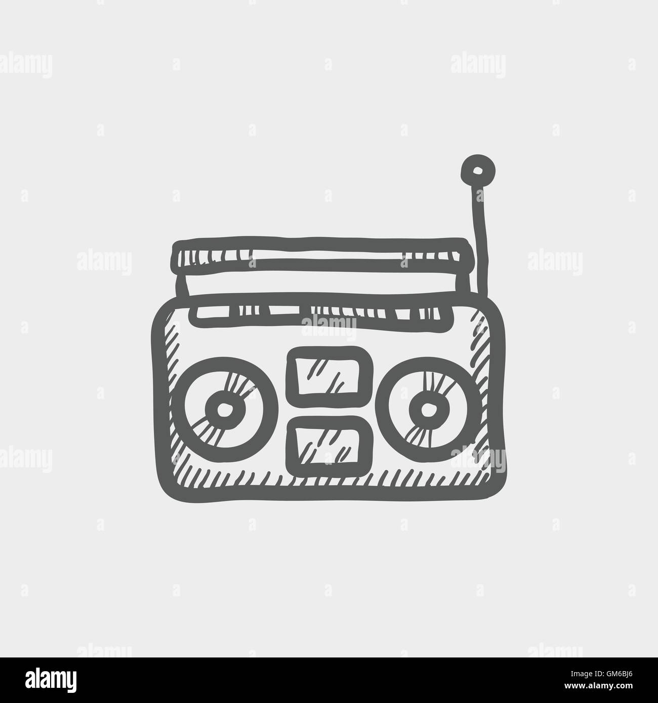 L'icône esquisse radiocassette Illustration de Vecteur