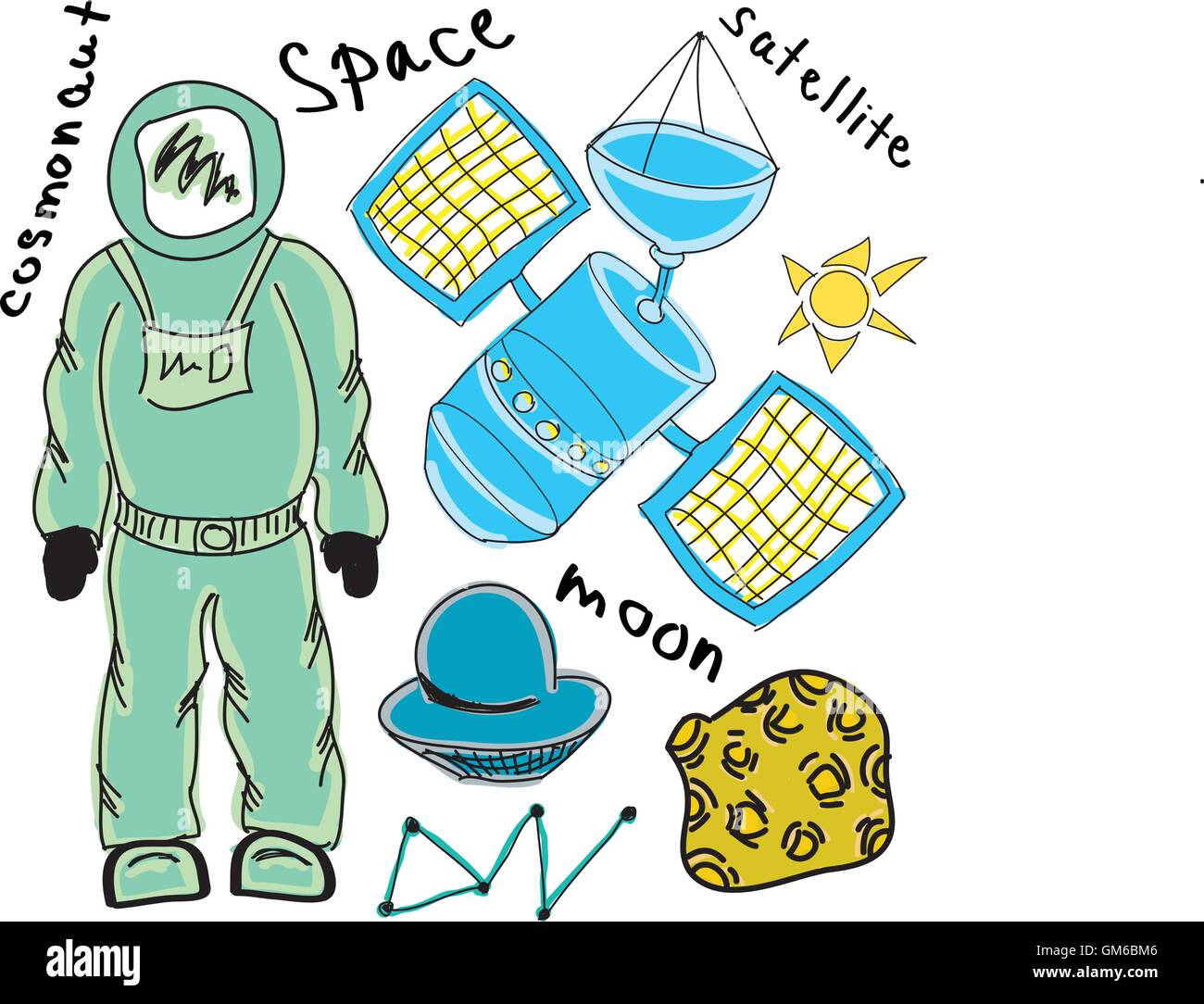 Le cosmonaute couleur tirées Illustration de Vecteur