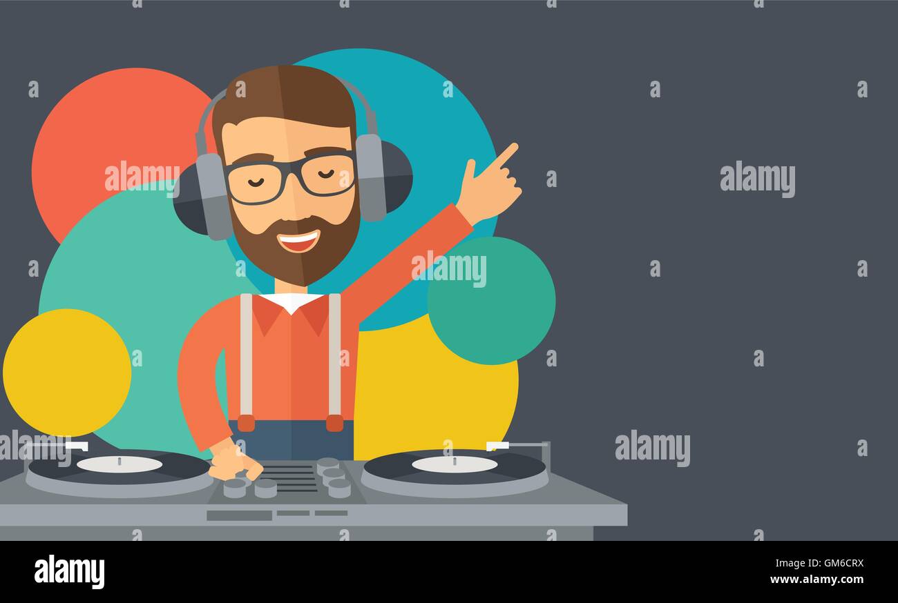 Disc Jockey mixer de la musique. Illustration de Vecteur