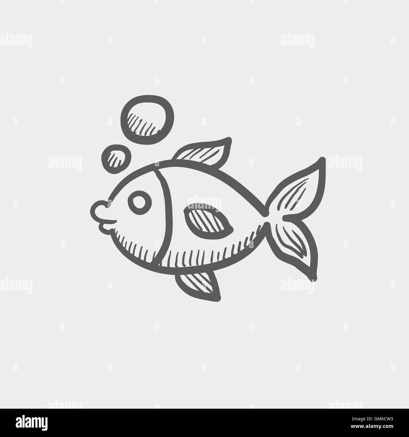 Peu de poisson sous l'eau l'icône esquisse Illustration de Vecteur