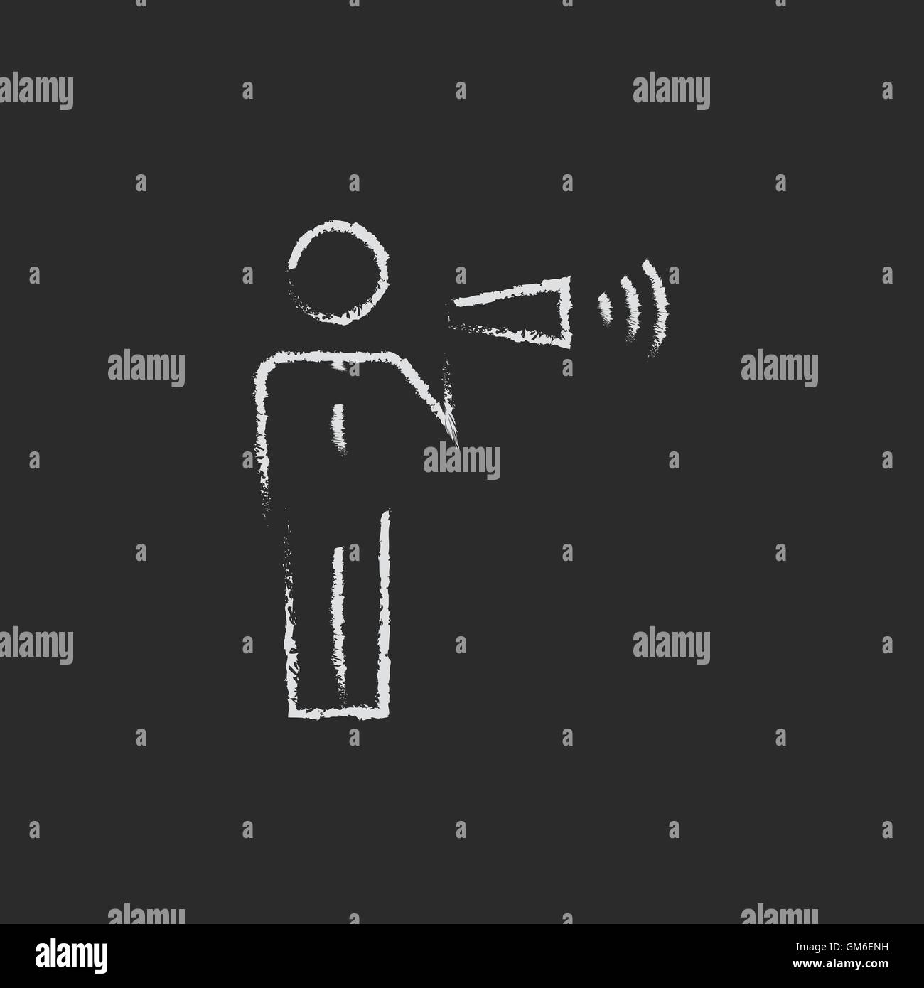 Businessman with megaphone icon tracé à la craie. Illustration de Vecteur