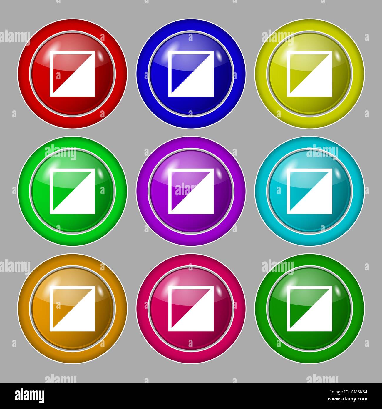 Icône contraste signe. Symbole sur neuf boutons colorés. Vector Illustration de Vecteur