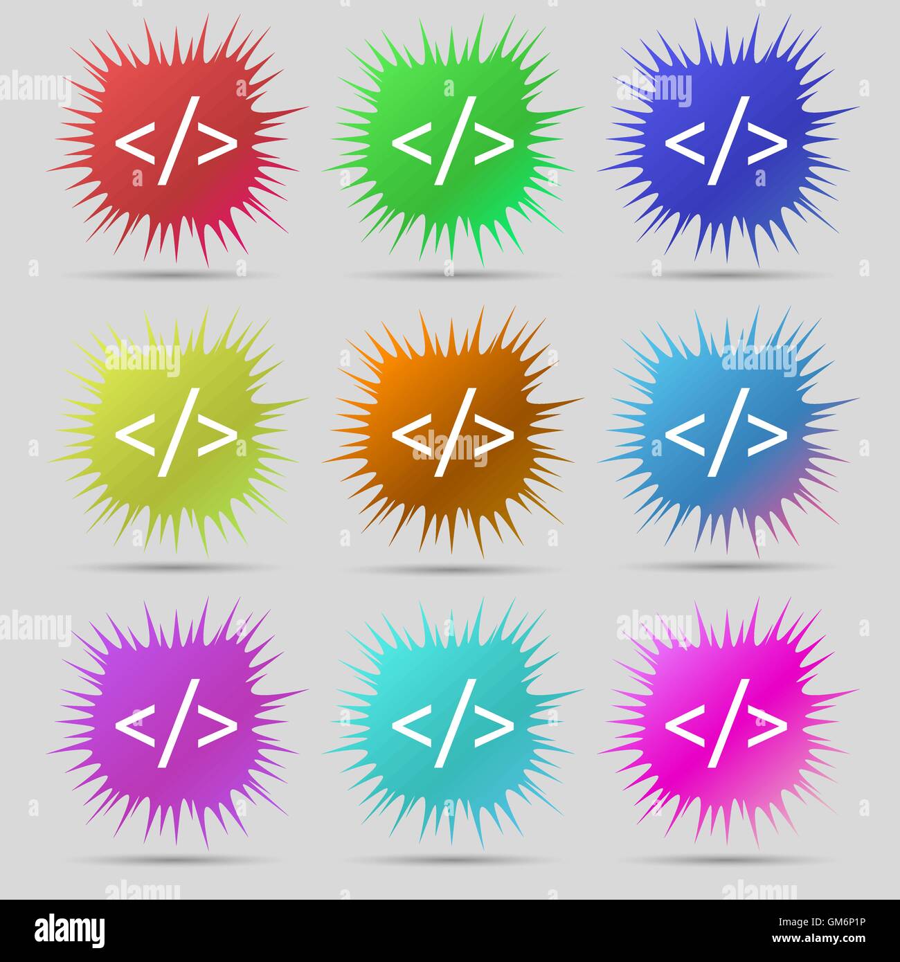 L'icône de signature de code. Symbole de langage de programmation. L'aiguille d'origine neuf boutons. Vector Illustration de Vecteur