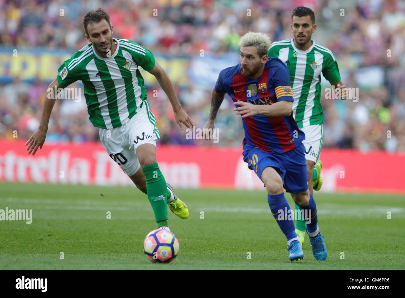 08/20/2016. Camp Nou, Barcelona, Espagne. Lionel Messi en action pendant le match de Liga espagnole FC Barcelone - betis Séville Banque D'Images