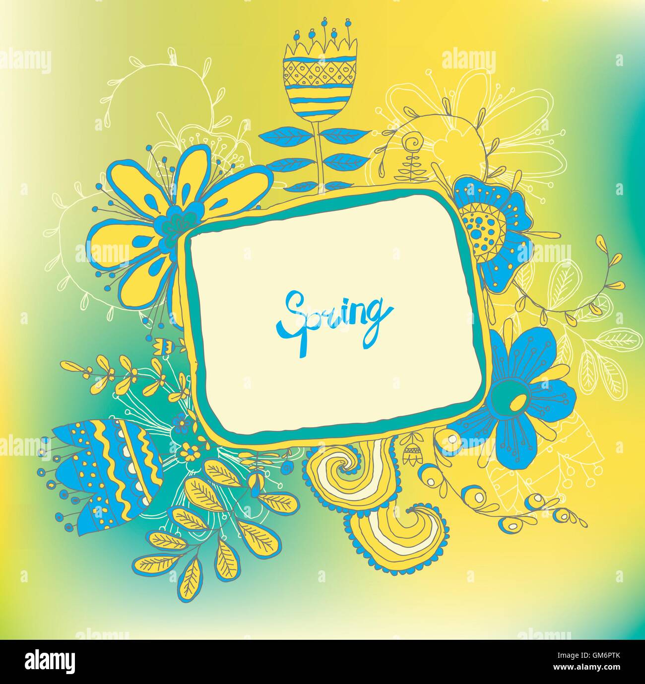 Retro floral background, bâti avec des fleurs Illustration de Vecteur