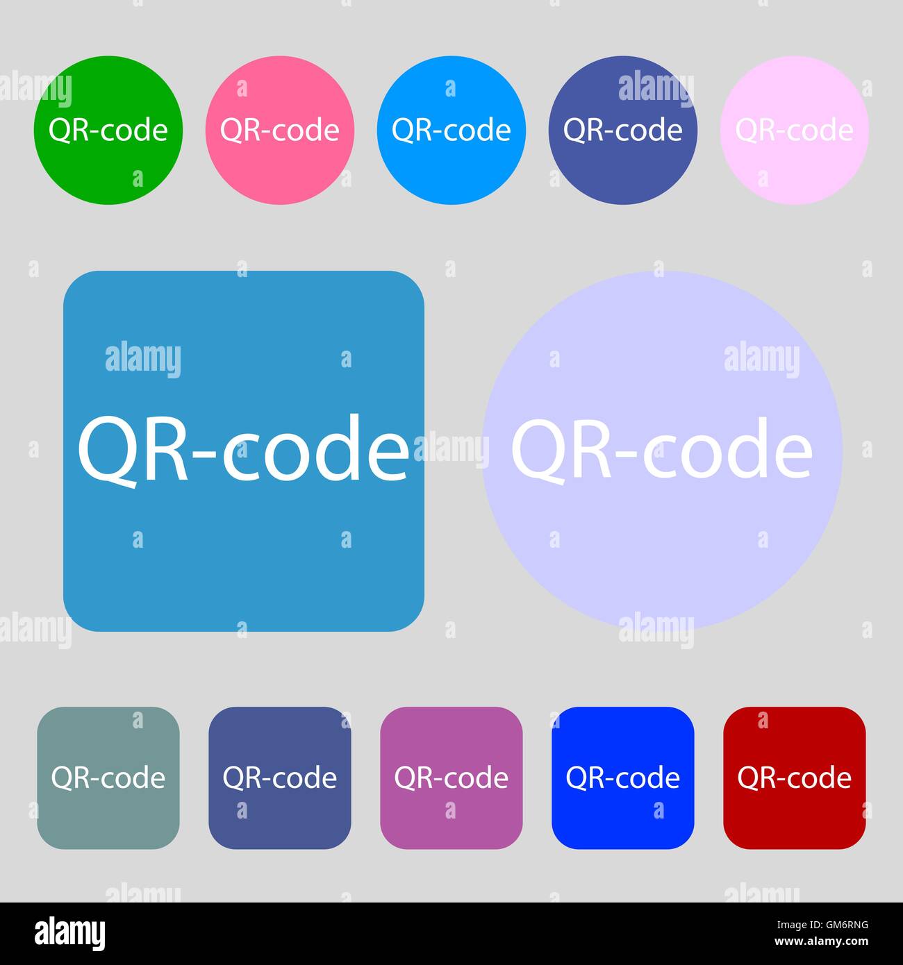Icône de signe d'un QR code. Symbole du code de lecture. 12 boutons de couleur. Modèle plat. Vector Illustration de Vecteur
