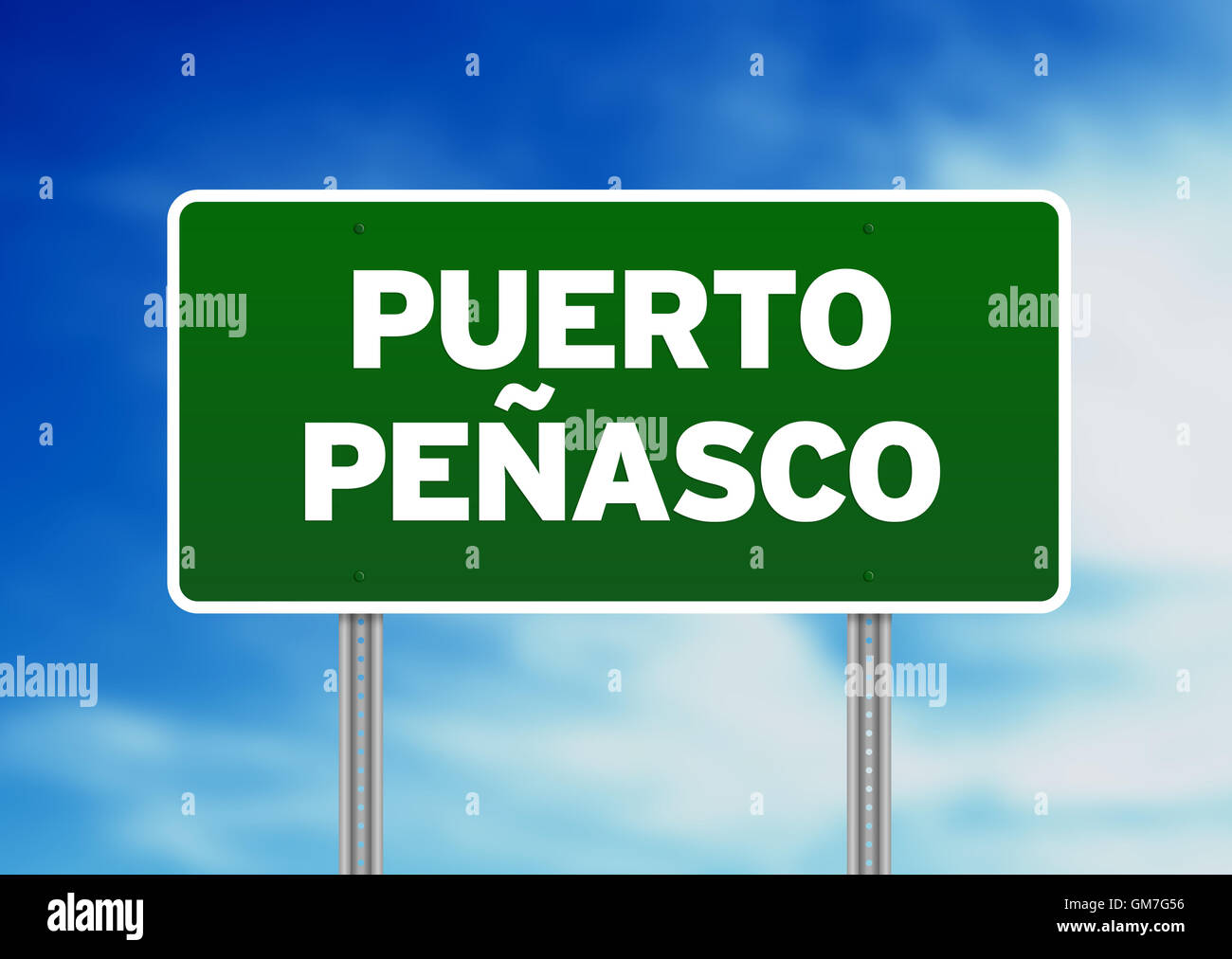 Panneau vert -├▒Puerto Pe asco Banque D'Images