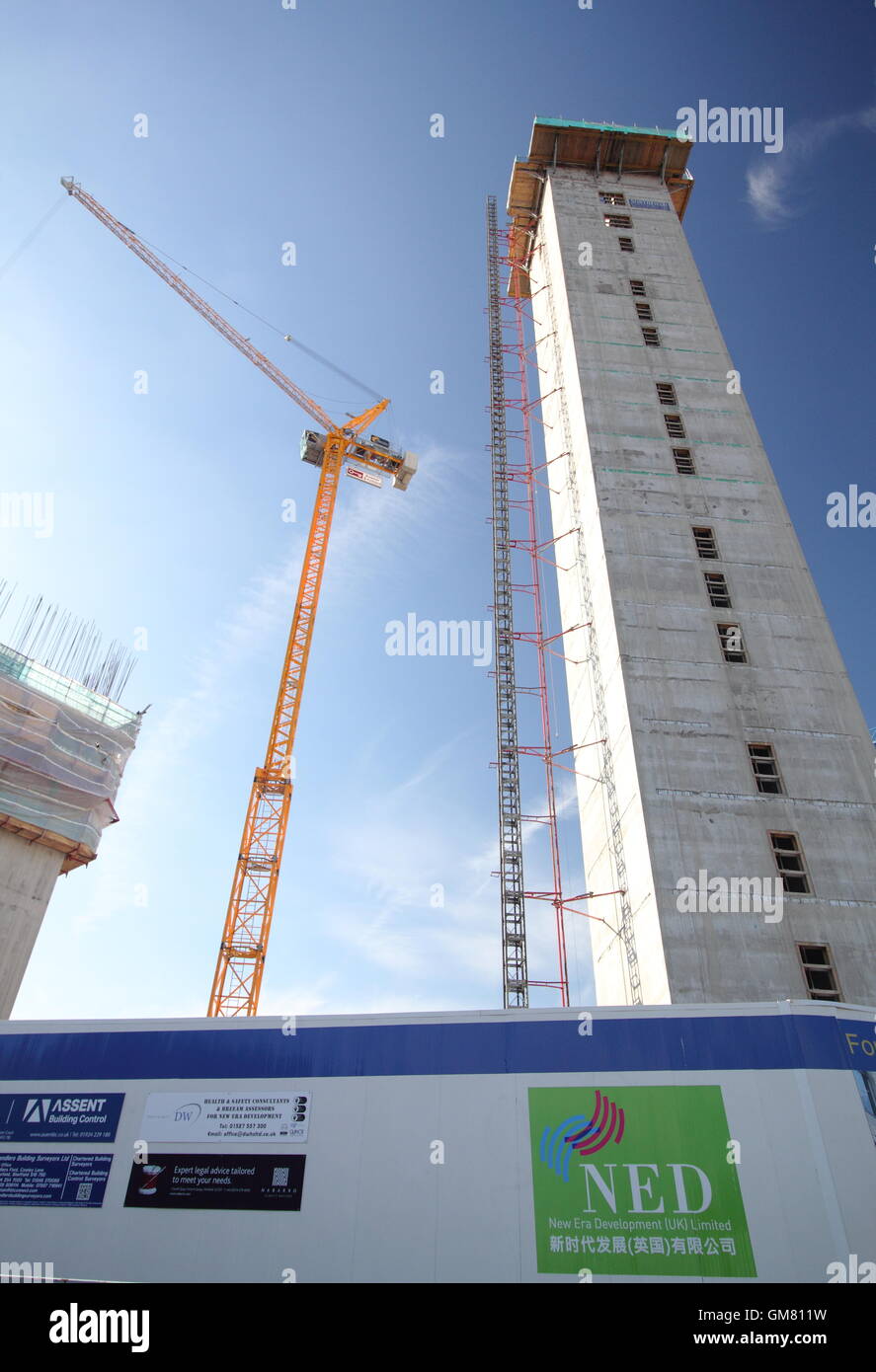 Construction d'une tour et bâtiments d'un £65m projet Chinatown par St Mary's Gate et Bramall Lane, Sheffield, Yorkshire UK Banque D'Images