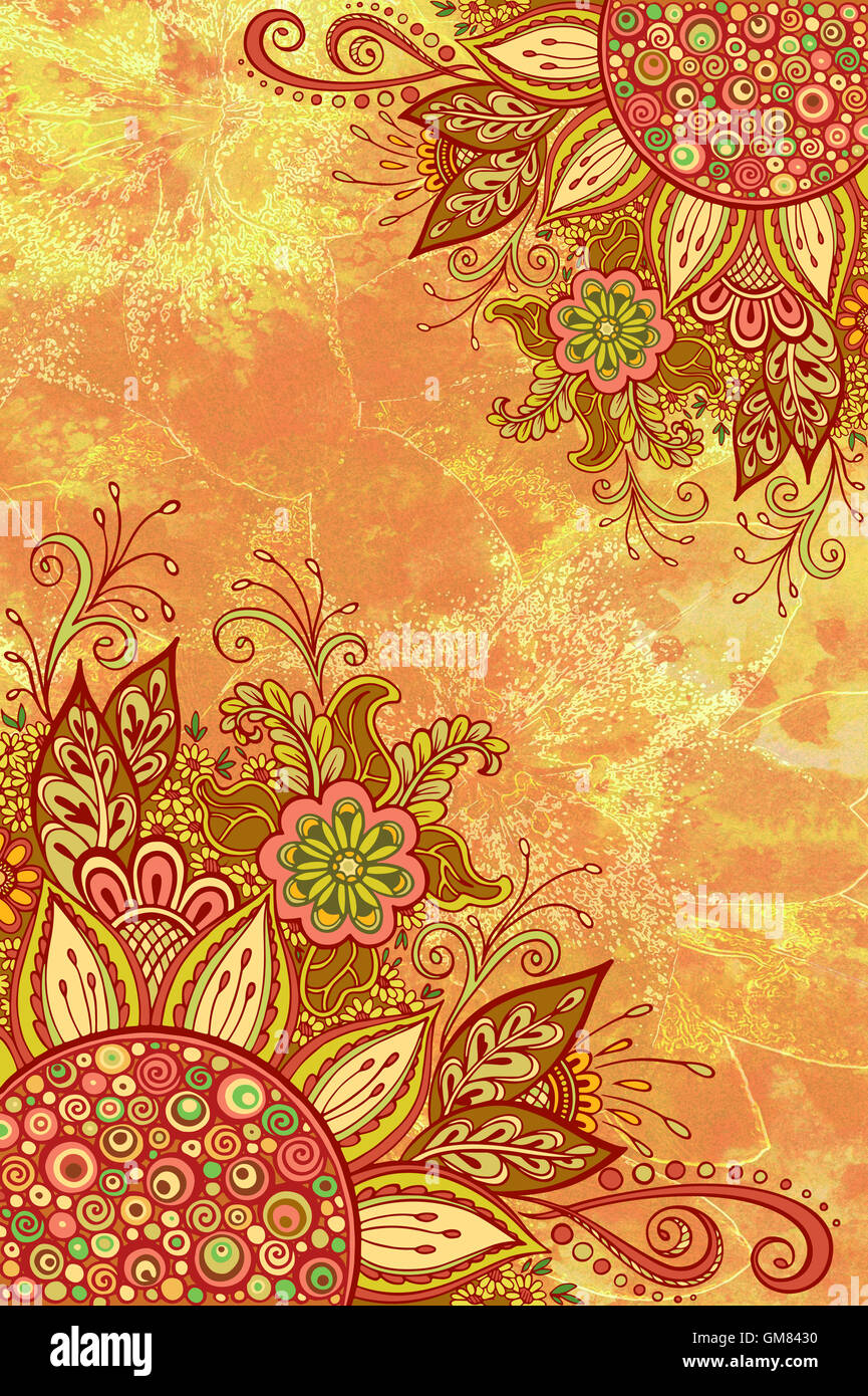 Motif floral sur l'Aquarelle Banque D'Images