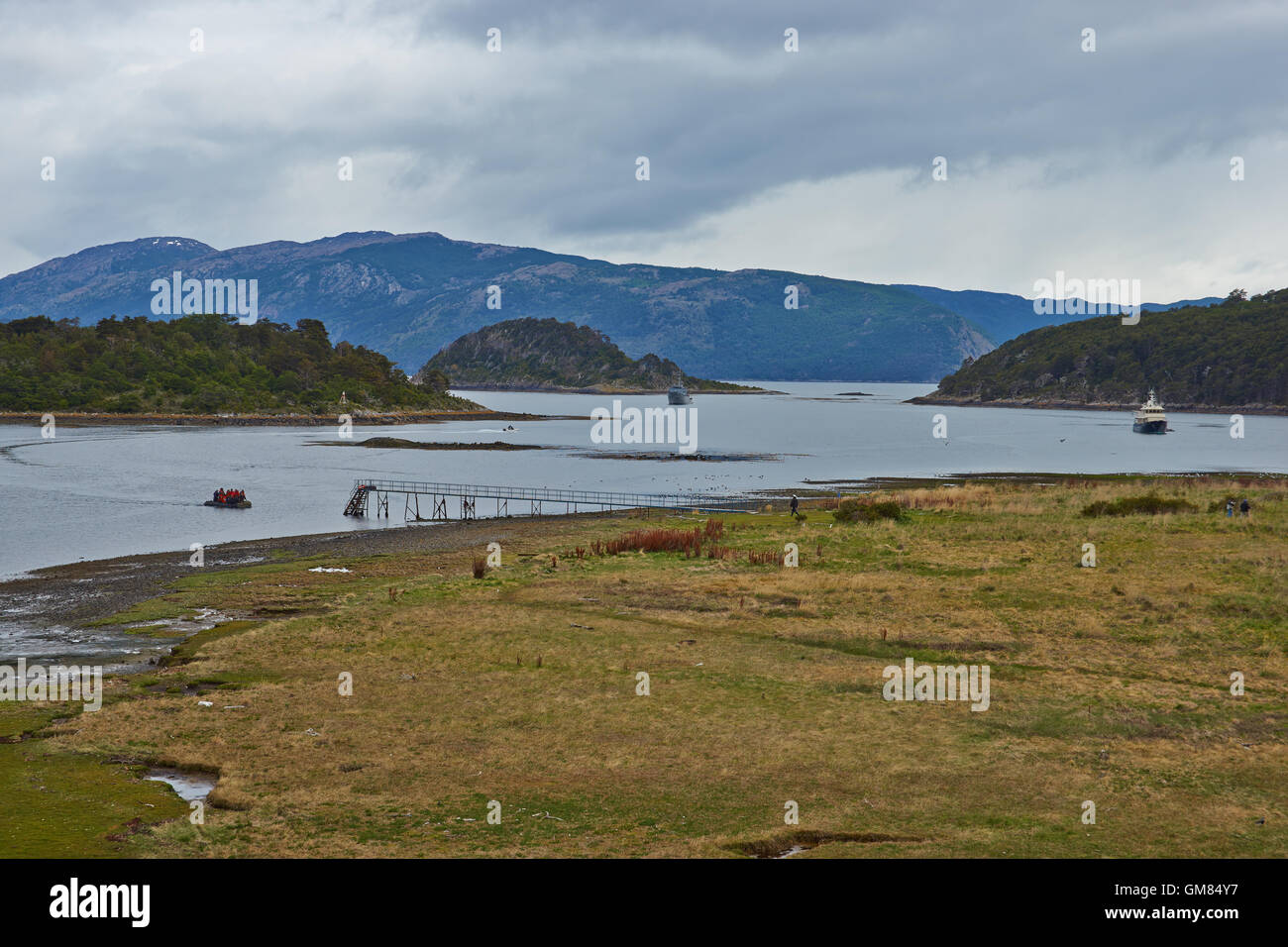 Wulaia Bay situé sur l'Île Navarino chilienne sur le côté du canal de Beagle en Patagonie, au sud du Chili. Banque D'Images