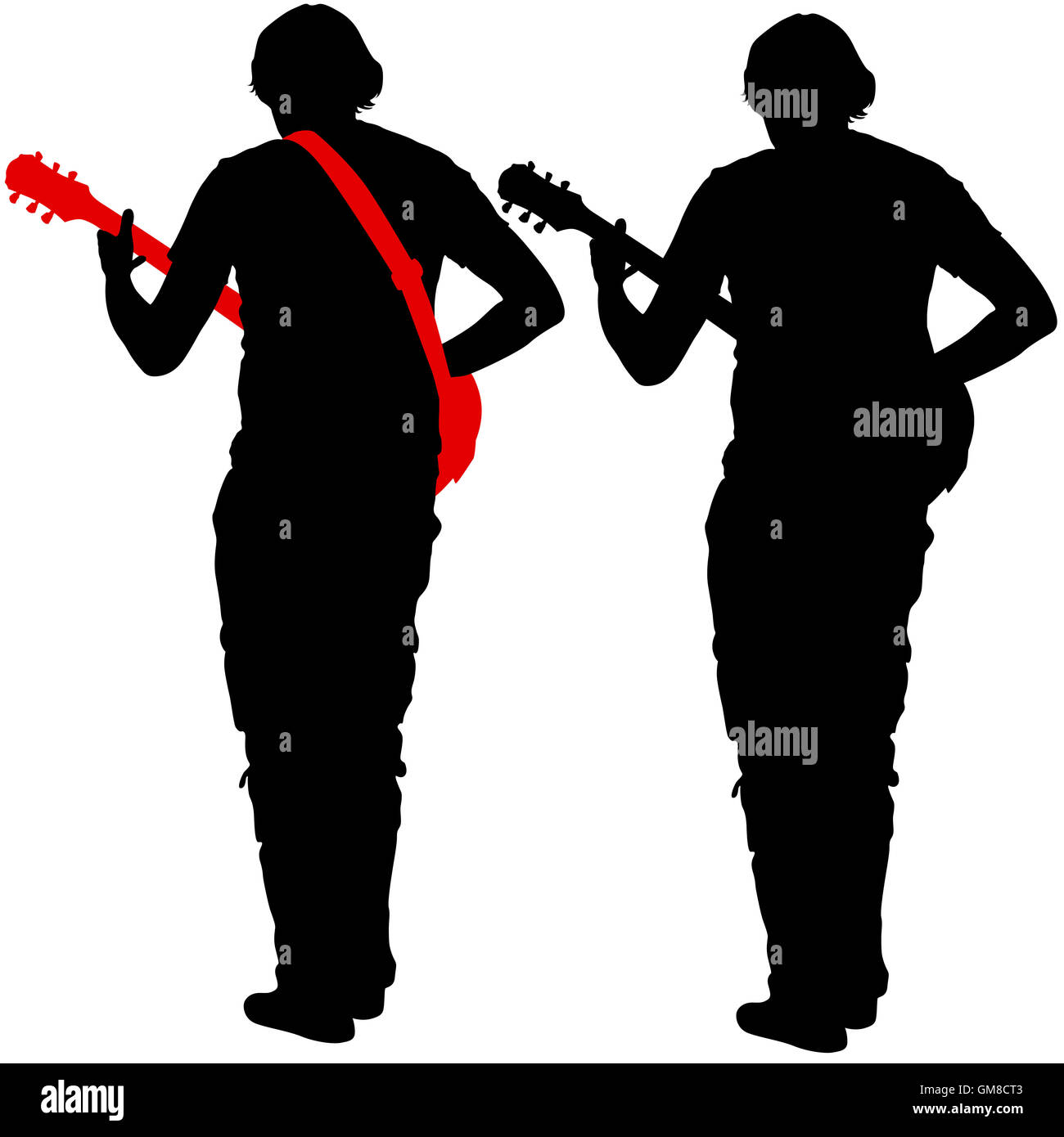 Silhouette musicien joue de la guitare. Banque D'Images