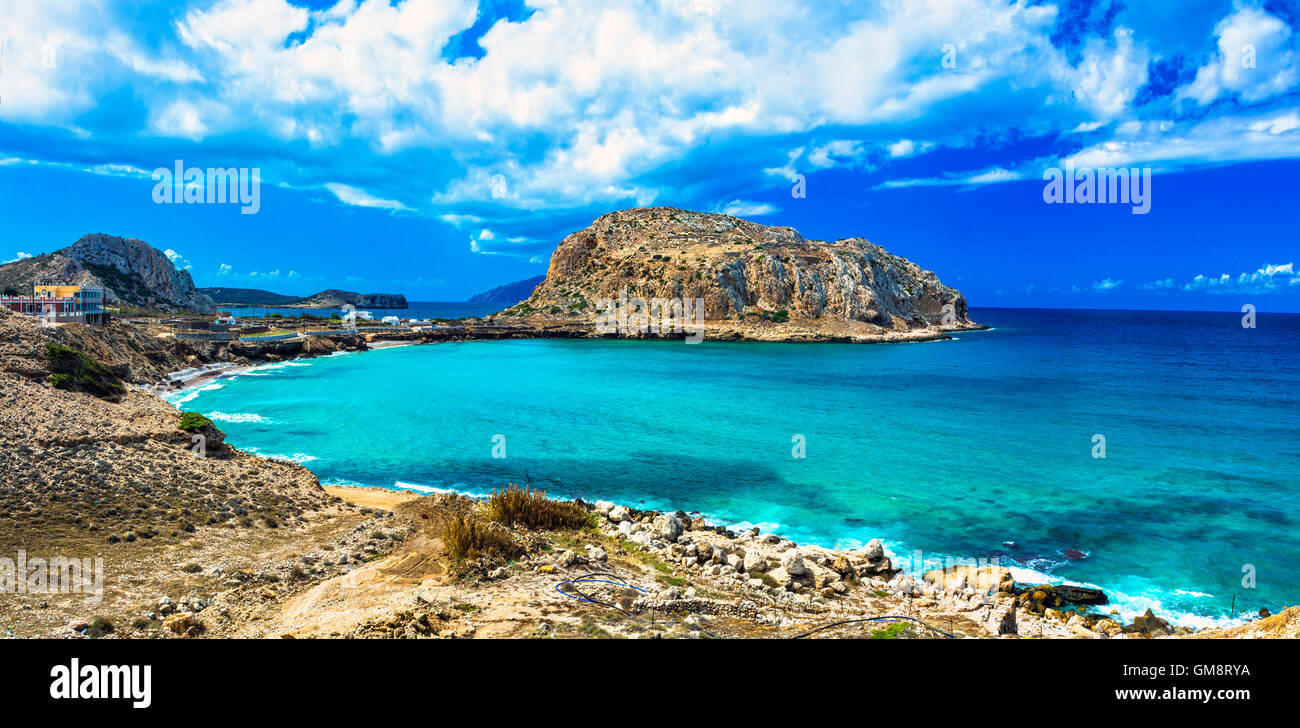 Les plages sauvages de l'île de Karpathos turquoise. Grèce, Îles du Dodécanèse Banque D'Images