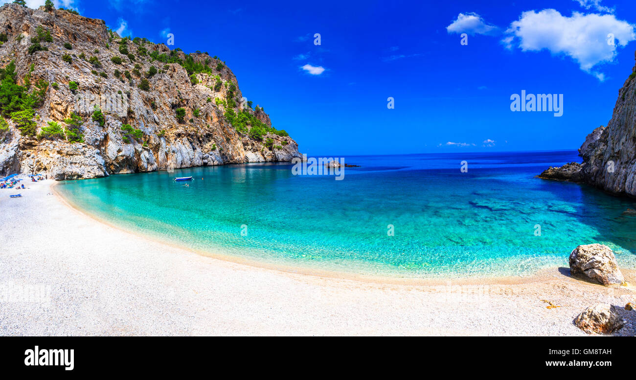 L'une des plus belles plages de Grèce - Achata dans l'île de Karpathos Banque D'Images