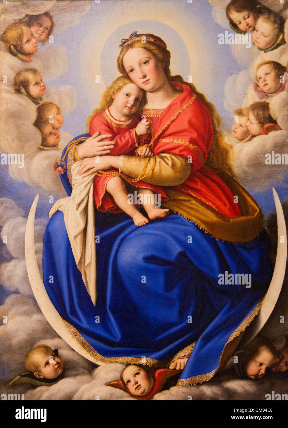 Madonna col bambino, vierge à l'enfant Jésus - Giovanni Battista salvi da sassoferrato (1609-1685) Banque D'Images