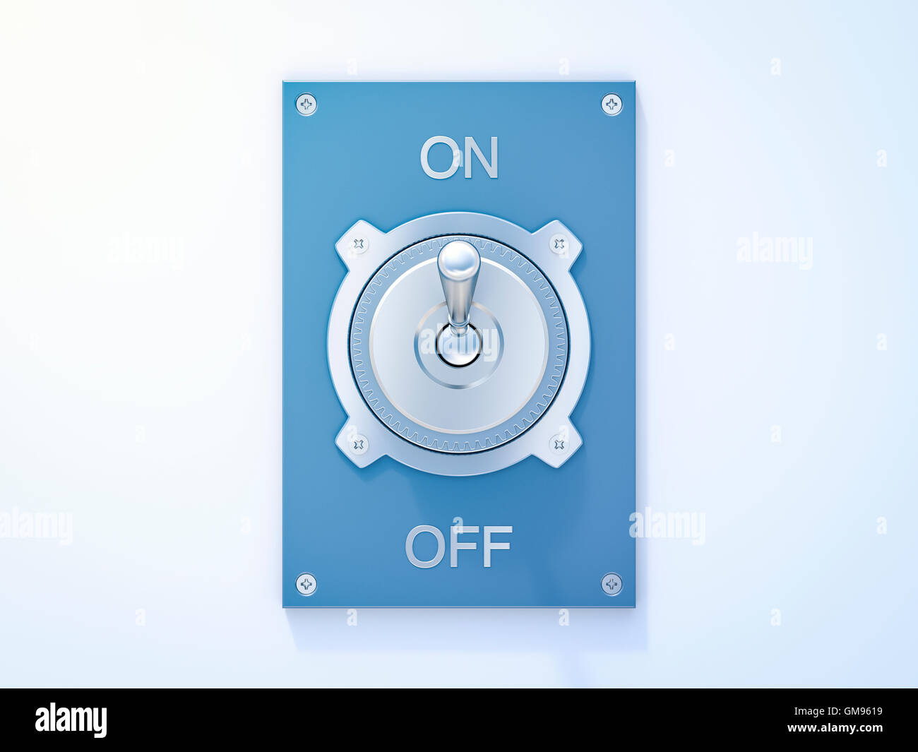 Interrupteur à bascule bleu, on, off, 3D Rendering Banque D'Images