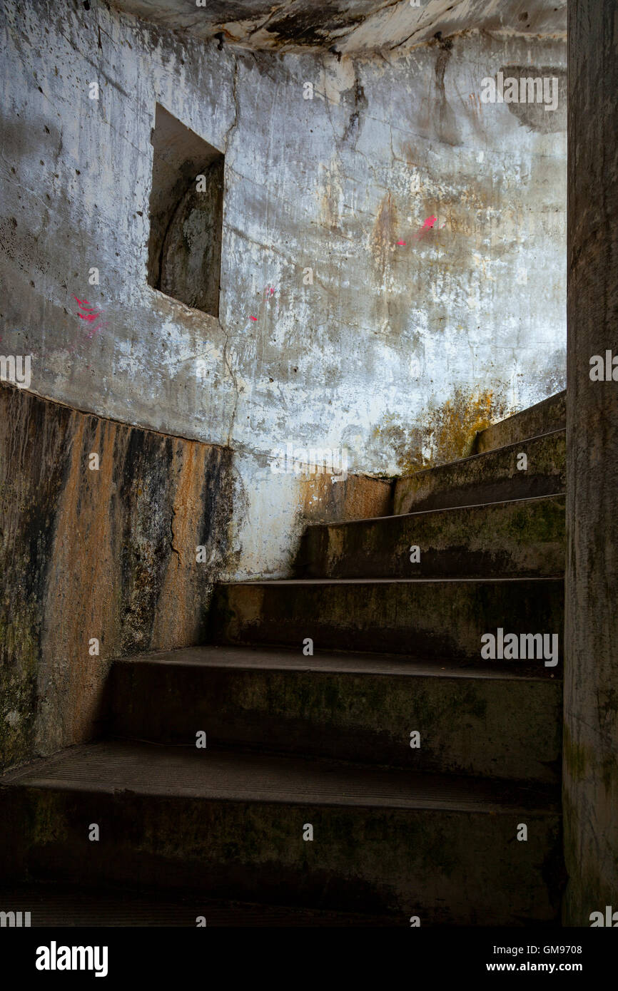 En colimaçon en batterie Russel à Fort Steven's State Park dans l'Oregon. Banque D'Images