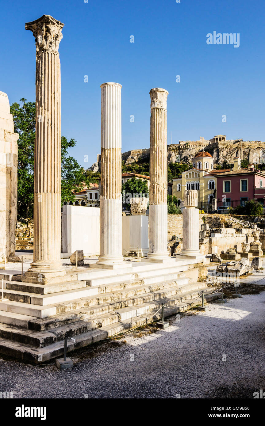 Grèce, Athènes, l'Agora romaine, colonnes Banque D'Images