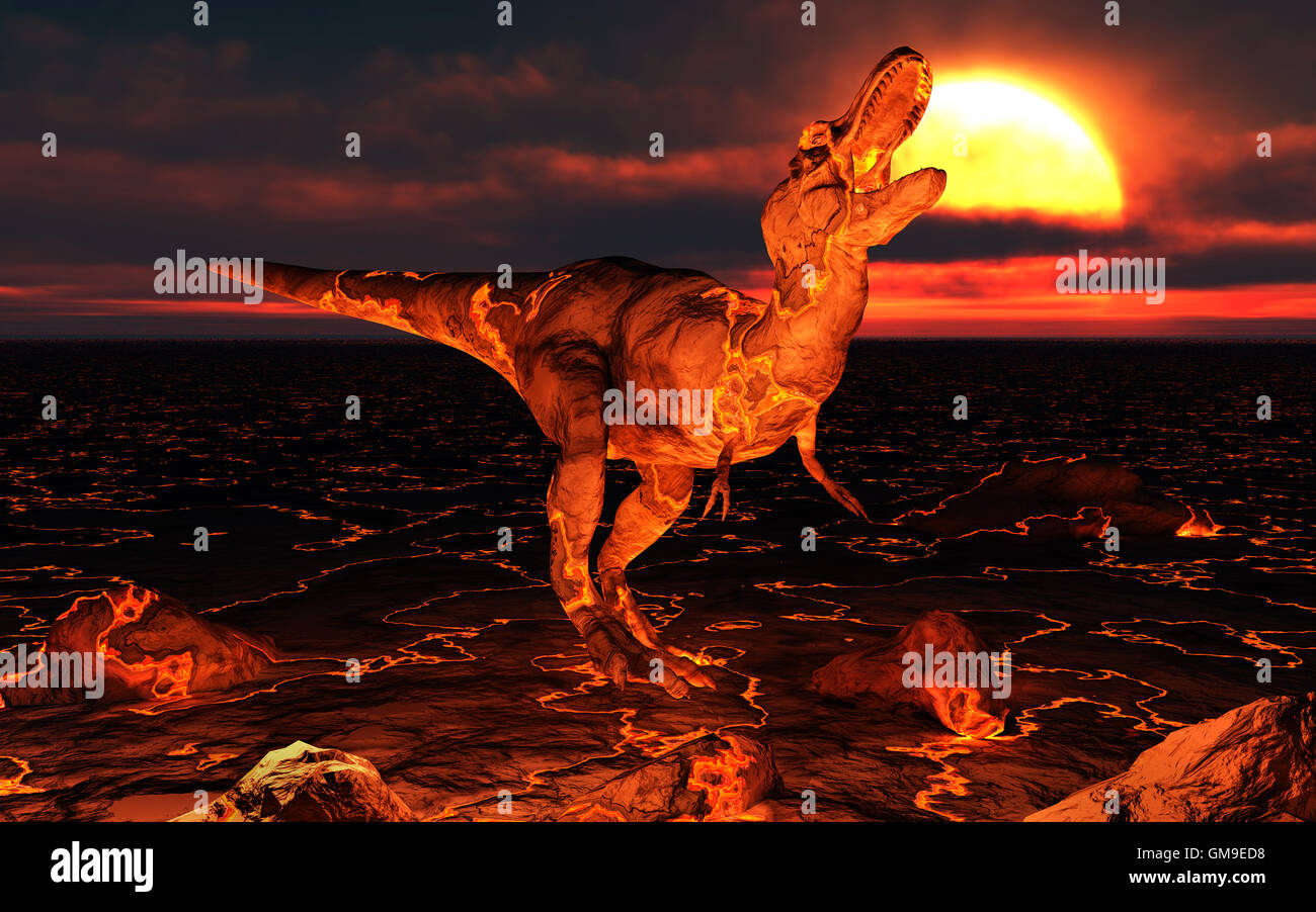 L'extinction des dinosaures de lave. Banque D'Images