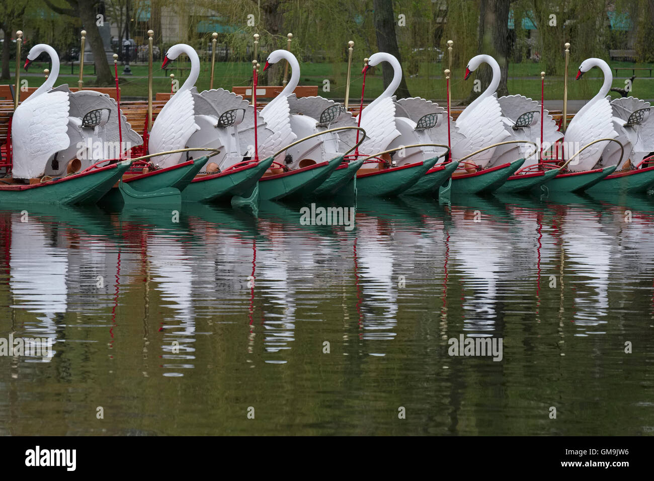 Massachusetts, Boston, Swan boats dans Boston Public Garden Banque D'Images