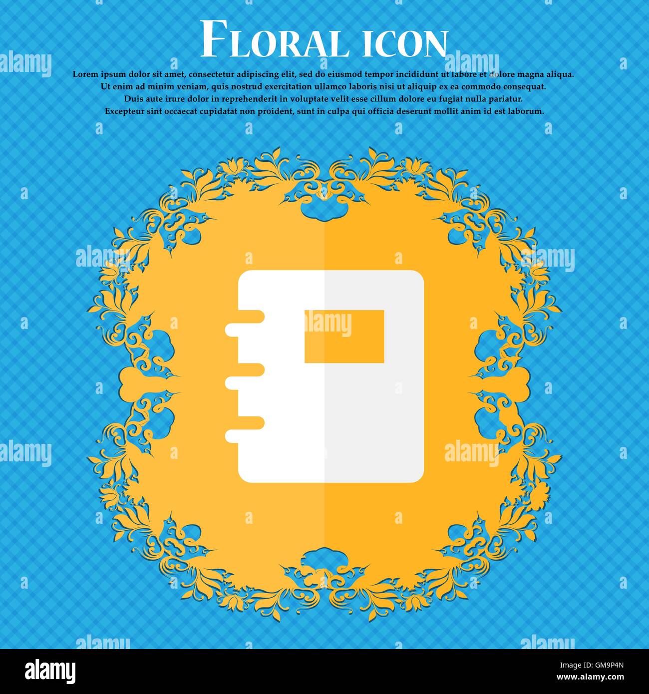 Livre . Design plat floral sur un fond abstrait bleu avec place pour votre texte. Vector Illustration de Vecteur