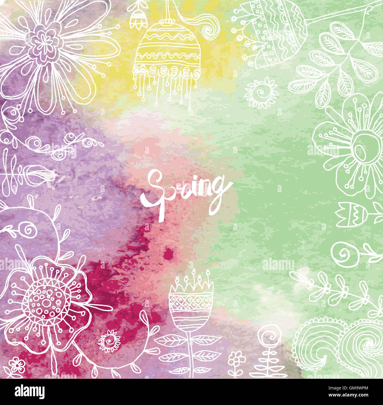 Retro floral background, bâti avec des fleurs Illustration de Vecteur