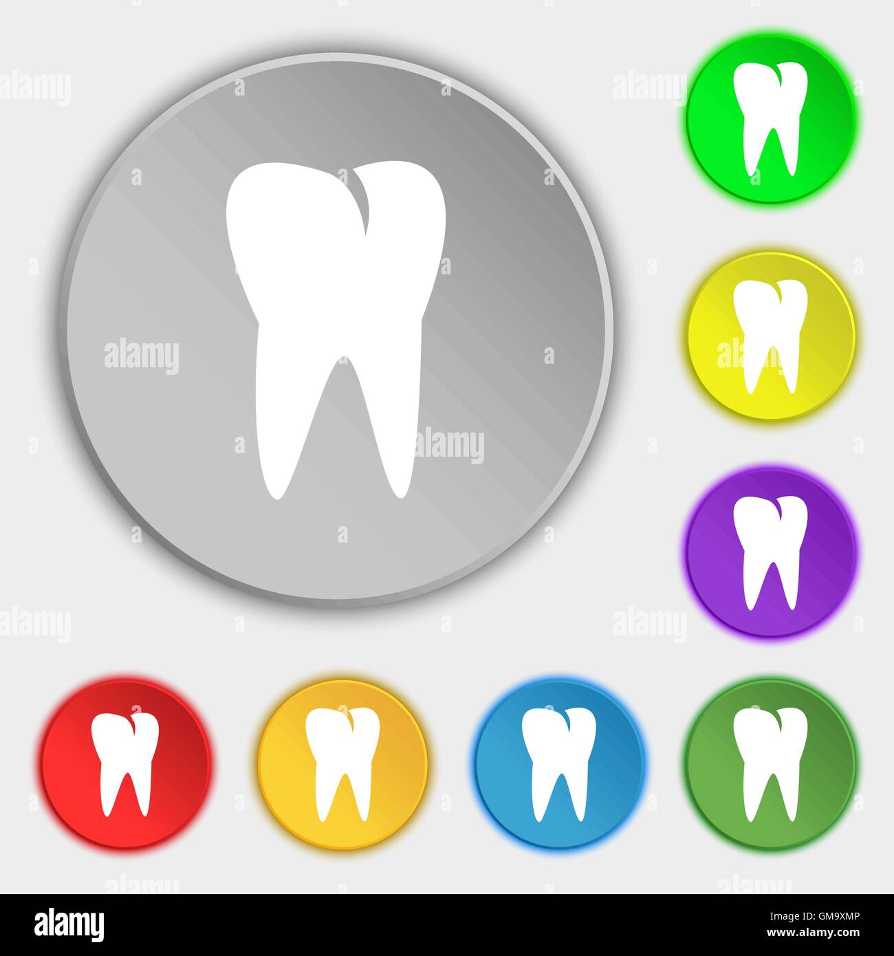 L'icône de la dent. Symboles sur huit boutons plats. Vector Illustration de Vecteur