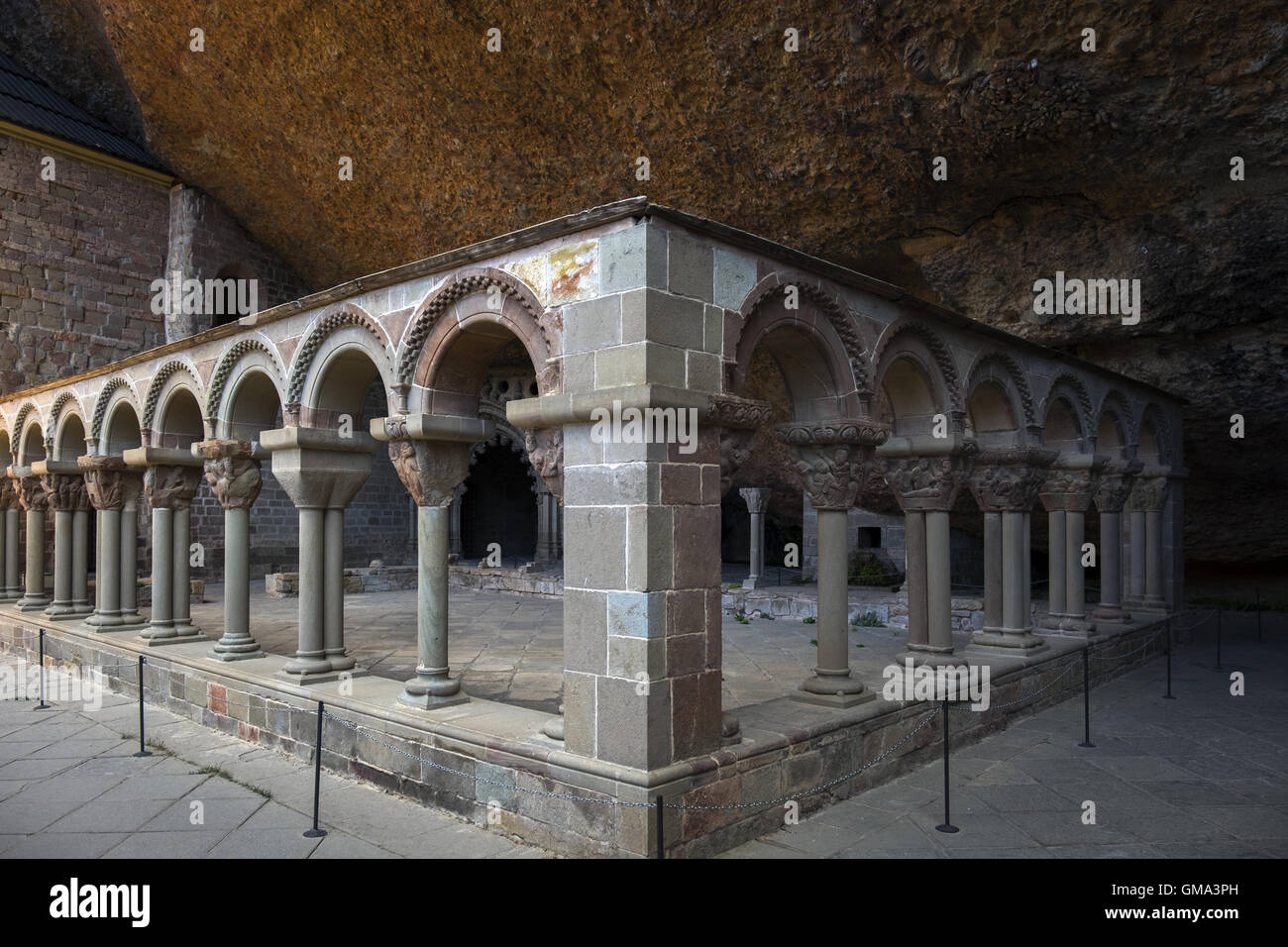 Cloître du Monastère de San Juan de la Peña. L'art roman, XI siècle Banque D'Images