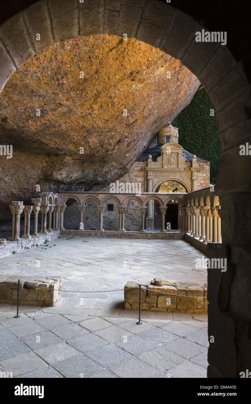 Cloître du Monastère de San Juan de la Peña. L'art roman, XI siècle Banque D'Images