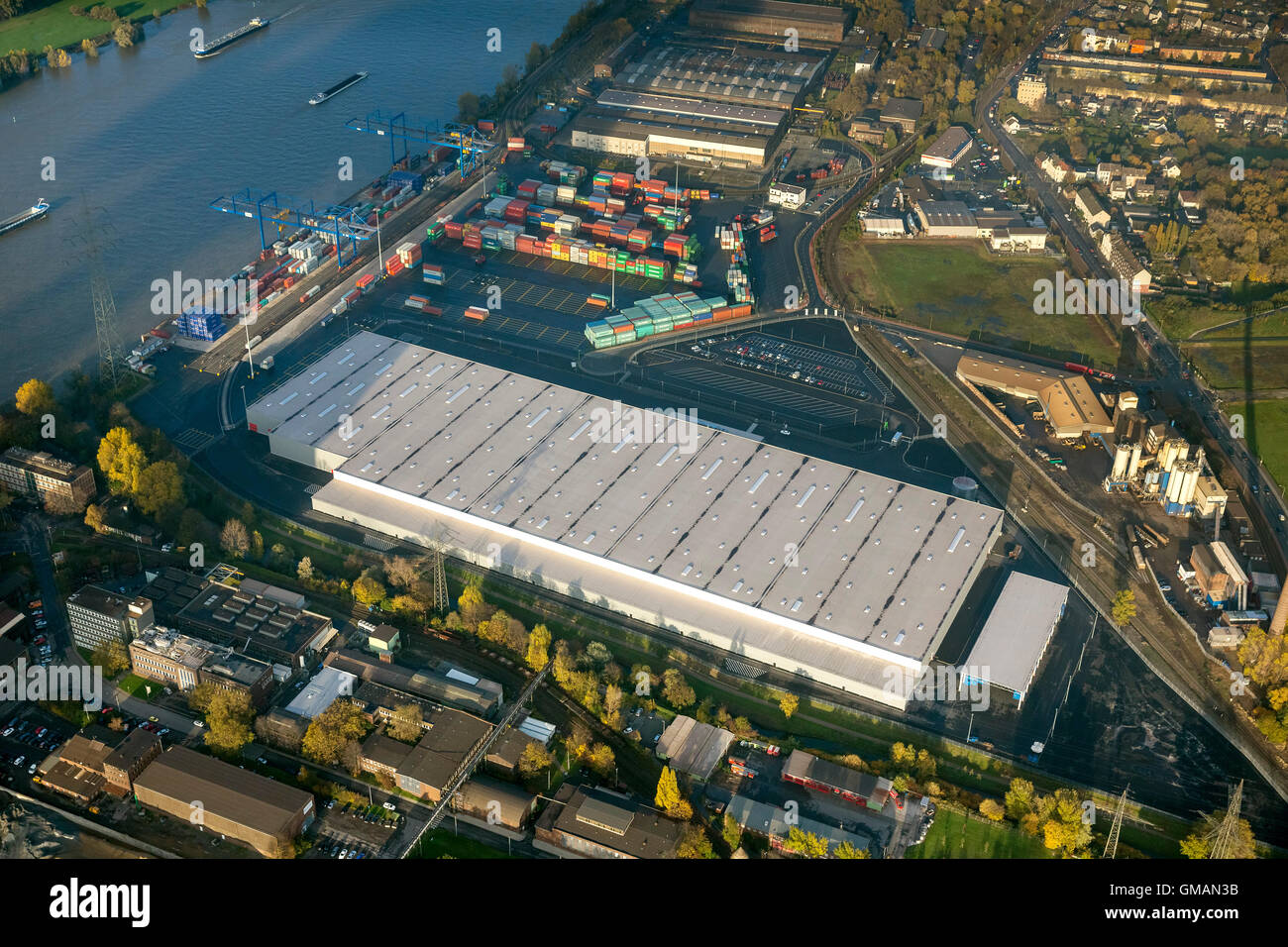 Vue aérienne, Logport II Audi centre de logistique, vue aérienne de la Ruhr, Duisburg Nordrhein-Westfalen, Allemagne, Europe, vue aérienne, Banque D'Images