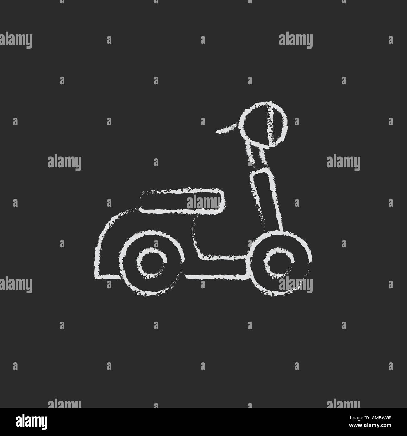 Icône scooter tracé à la craie. Illustration de Vecteur